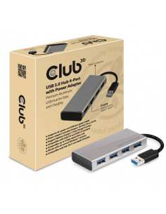 CLUB3D USB 3.0 Hub 4-Port with Power Adapter 2