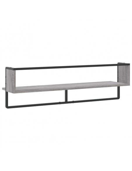 Mensola a Parete con Asta Grigio Sonoma 100x25x30 cm