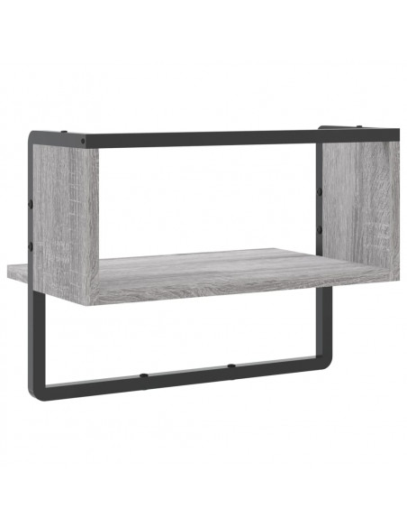 Mensola a Parete con Asta Grigio Sonoma 40x25x30 cm