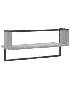 Mensola a Parete con Asta Grigio Sonoma 65x25x30 cm