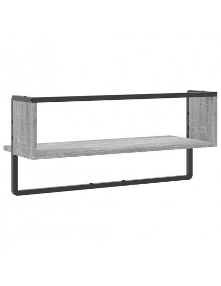 Mensola a Parete con Asta Grigio Sonoma 65x25x30 cm