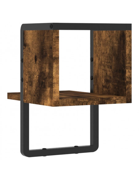 Mensola a Parete con Asta Rovere Fumo 20x25x30 cm