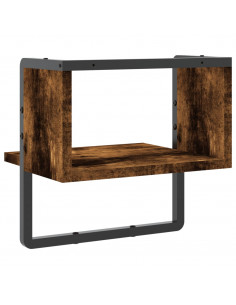 Mensola a Parete con Asta Rovere Fumo 30x25x30 cm