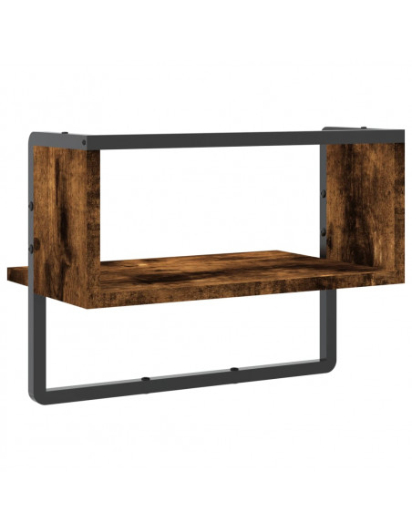 Mensola a Parete con Asta Rovere Fumo 40x25x30 cm