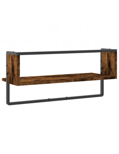 Mensola a Parete con Asta Rovere Fumo 65x25x30 cm