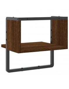 Mensola a Parete con Asta Rovere Marrone 30x25x30 cm