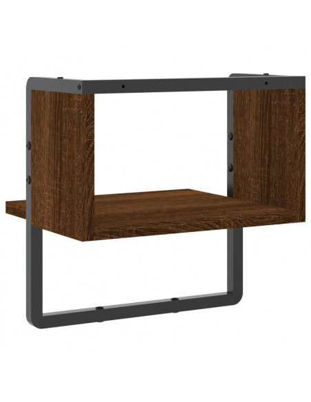 Mensola a Parete con Asta Rovere Marrone 30x25x30 cm