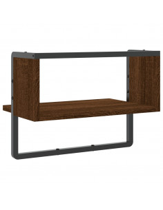 Mensola a Parete con Asta Rovere Marrone 40x25x30 cm