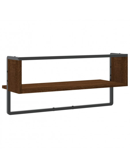 Mensola a Parete con Asta Rovere Marrone 65x25x30 cm