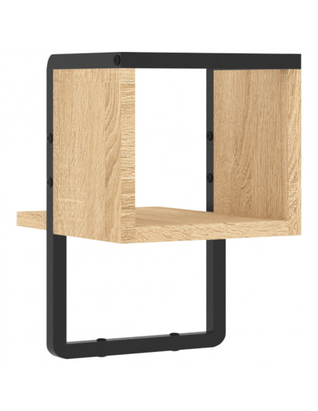 Mensola a Parete con Asta Rovere Sonoma 20x25x30 cm