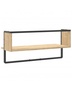 Mensola a Parete con Asta Rovere Sonoma 65x25x30 cm