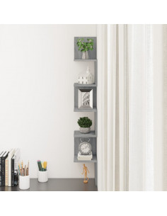Mensola Angolare Grigio Sonoma 20x20x127,5 cm Legno Multistrato