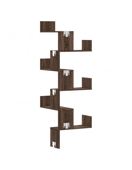 Mensola Angolare Parete Rovere Marrone 45x45x147 cm Multistrato