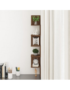 Mensola Angolare Rovere Marrone 20x20x127,5cm Legno Multistrato