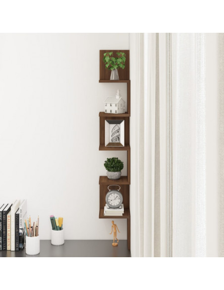Mensola Angolare Rovere Marrone 20x20x127,5cm Legno Multistrato