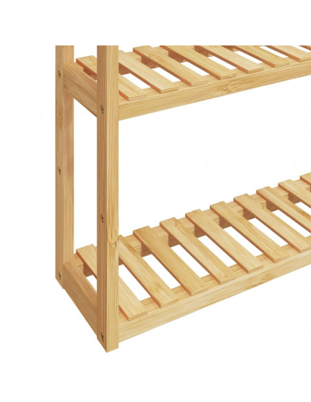 Mensola da Bagno 3 Ripiani Montaggio a Parete 60x15x54cm Bambù