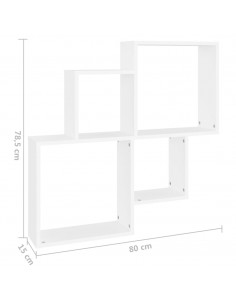Mensola da Parete a Cubo Bianca 80x15x78,5 cm in Multistrato