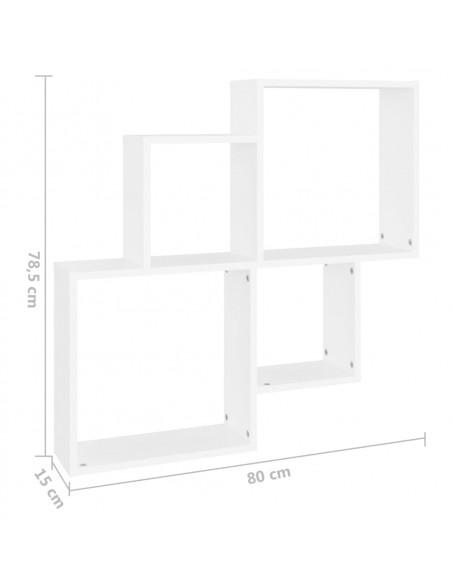 Mensola da Parete a Cubo Bianca 80x15x78,5 cm in Multistrato