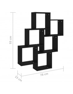 Mensola da Parete a Cubo Nera 78x15x93 cm in Legno Multistrato