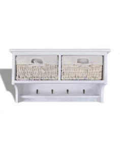 Mensola da Parete Bianca 60x23,5x33 cm in Legno di Paulownia