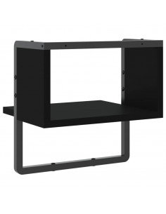 Mensola da Parete con Asta Nera 30x25x30 cm