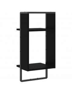 Mensola da Parete con Asta Nera 30x25x65 cm