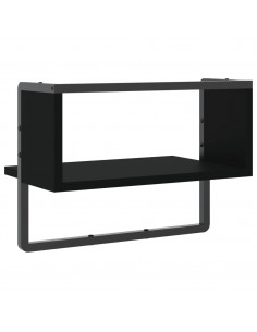 Mensola da Parete con Asta Nera 40x25x30 cm