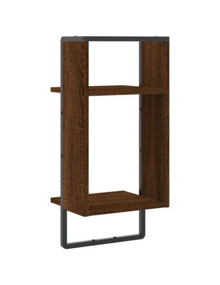 Mensola da Parete con Asta Rovere Marrone 30x25x65 cm