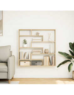 Mensola a Cubo da Parete 7 Scomparti Truciolato Rovere Sonoma 2