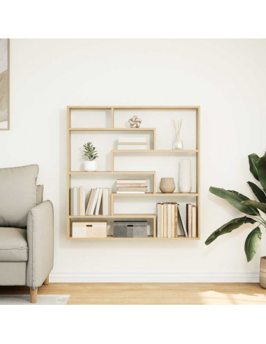 Mensola a Cubo da Parete 7 Scomparti Truciolato Rovere Sonoma