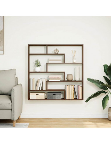 Mensola a Cubo da Parete 7 Scomparti Truciolato Rovere Marrone