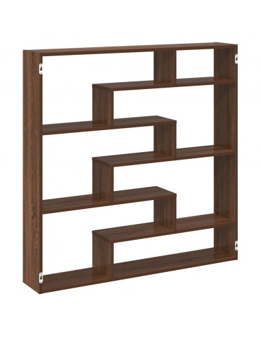 Mensola a Cubo da Parete 7 Scomparti Truciolato Rovere Marrone