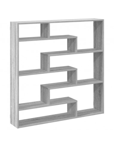 Mensola a Cubo da Parete 7 Scomparti Truciolato Grigio Sonoma