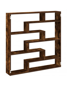 Mensola a Cubo da Parete 7 Scomparti in Truciolato Rovere Fumo