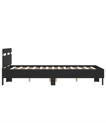 Giroletto con Testiera e LED Nero 120x190 cm