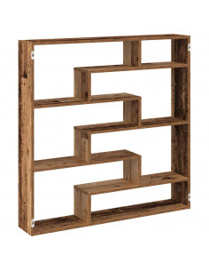 Mensola a Cubo da Parete 7 Scomparti in Truciolato Legno Antico