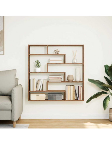 Mensola a Cubo da Parete 7 Scomparti in Truciolato Legno Antico