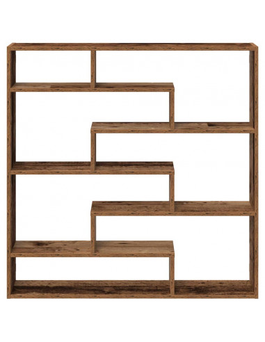 Mensola a Cubo da Parete 7 Scomparti in Truciolato Legno Antico