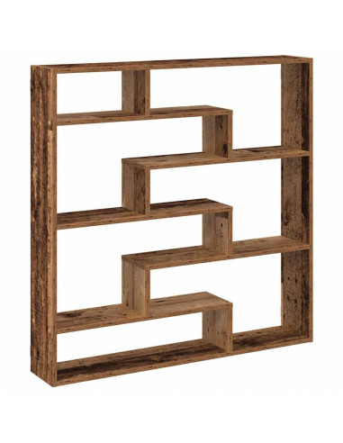 Mensola a Cubo da Parete 7 Scomparti in Truciolato Legno Antico