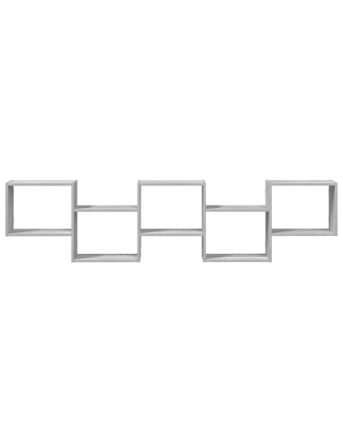 Mensola a Cubo da Parete 5 Scomparti Truciolato Sonoma Grigio