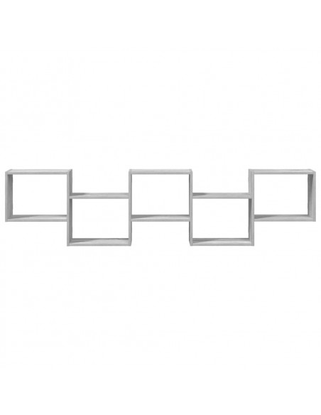 Mensola a Cubo da Parete 5 Scomparti Truciolato Sonoma Grigio