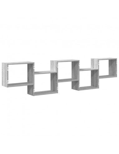 Mensola a Cubo da Parete 5 Scomparti Truciolato Sonoma Grigio