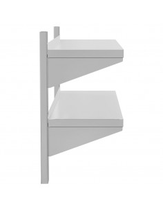 Mensola Muro 2 Ripiani 100x30x60cm Argento Acciaio Inossidabile