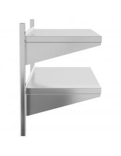 Mensola Muro 2 Ripiani 100x40x60cm Argento Acciaio Inossidabile