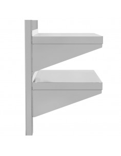 Mensola Muro 2 Ripiani 50x30x60cm Argento Acciaio Inossidabile