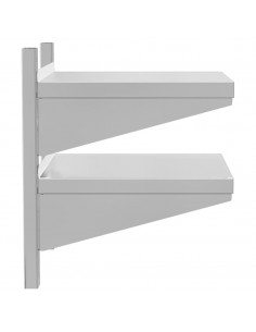 Mensola Muro 2 Ripiani 50x40x60cm Argento Acciaio Inossidabile