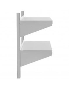 Mensola Muro 2 Ripiani 75x30x60cm Argento Acciaio Inossidabile