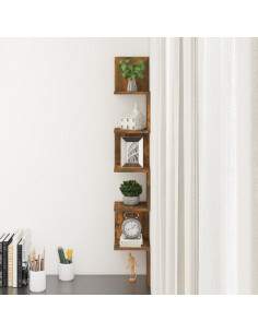 Mensola Muro Angolo Rovere Fumo 20x20x127,5cm Legno Multistrato