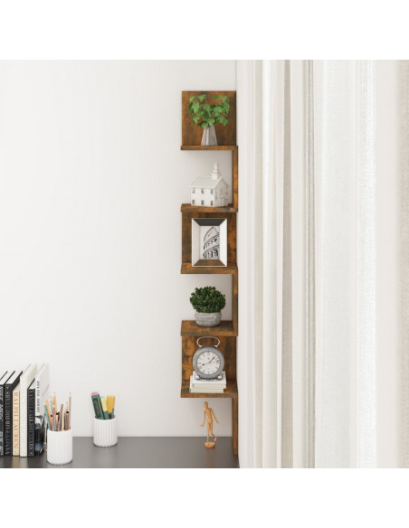 Mensola Muro Angolo Rovere Fumo 20x20x127,5cm Legno Multistrato
