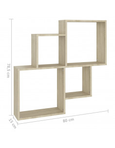 Mensola Muro Cubo Rovere Sonoma 80x15x78,5cm Legno Multistrato